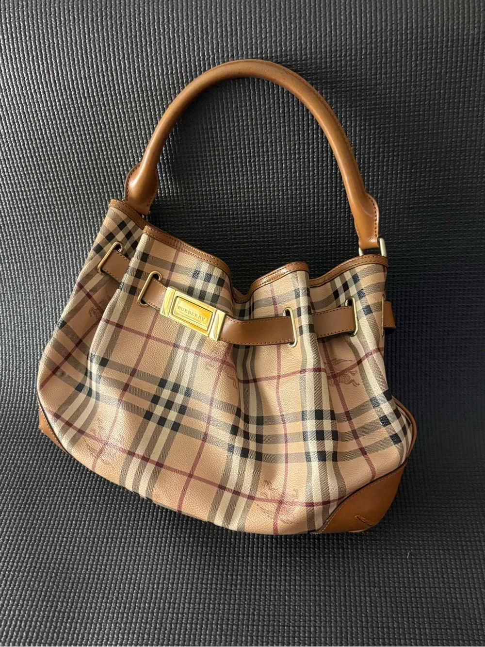 Authentic Burberry Walden Haymarket Check Hobo Bag